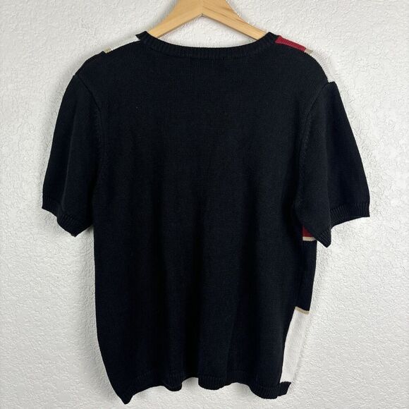 Vintage Alfred Dunner Womens Patchwork Button Up Sweater Large Red White Hearts - Picture 4 of 7